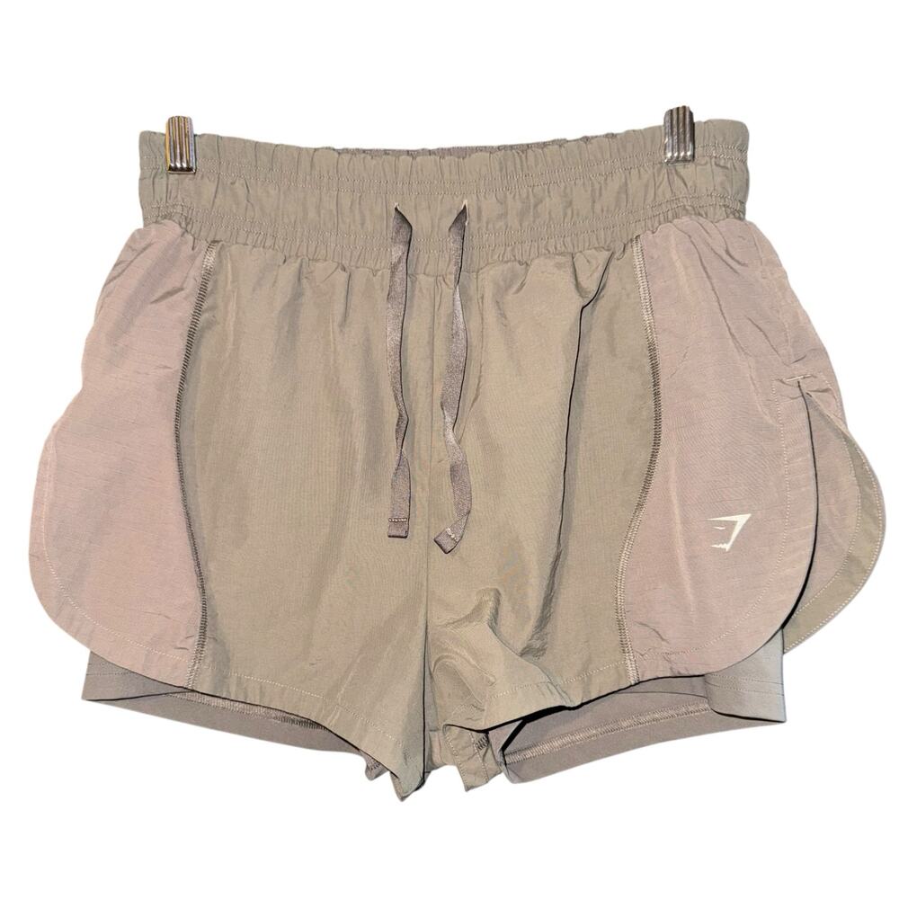 Gymshark 2 in 1 Running Shorts Women's Medium Gray Workout Active Training